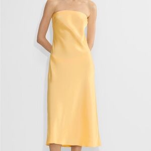 NWT Aritzia Charmaine Satin Dress in Butter Yellow size L